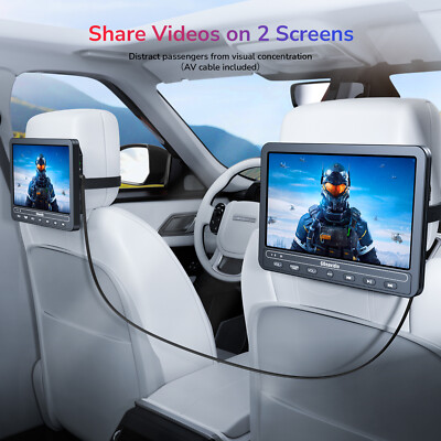 2x10.1'' HD Dual Screen Car Headrest DVD Player USB Rear-Seat Monitor w/Headsets