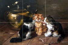 Meat three kittens Tile Mural Kitchen Bathroom Wall Backsplash 18x12