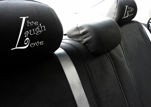 For Nissan Black Fabric Car Truck SUV Seat Covers Full Set Live Laugh Love - Picture 3 of 9