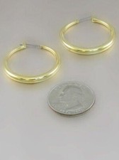 1.25" GOLD SURGICAL STEEL POST HOLLOW HOOP EARRINGS  332 