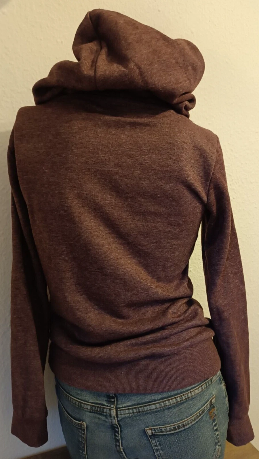 SACAI * Felpa con cappuccio Jean Pascale taglia XS 34 TOP canguro borsa melanzana