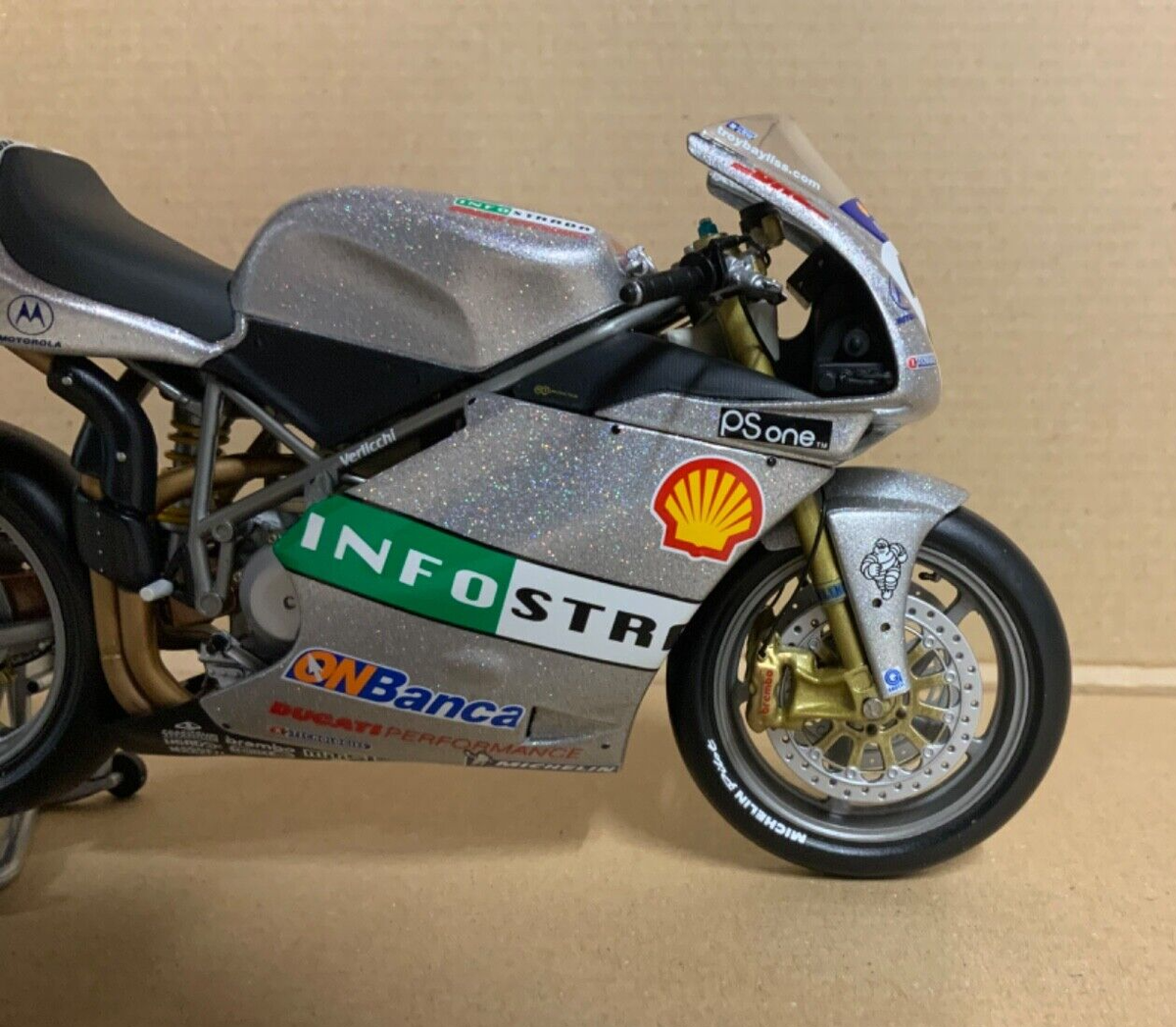 1:12 2001 MINICHAMPS TROY BAYLISS DUCATI 996R IMOLA WSBK BIKE MEGA
