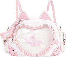 Cat Ita Bag Pin Display Backpack Love-shape Pain Layer Kawaii Pink