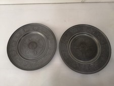 Coppia di piatti in peltro da muro - Adamo ed Eva -Peccato originale - Berendsoh