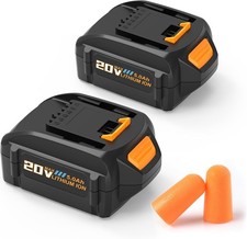 2Packs WA3525 20V 5.0Ah Battery for Worx 20V Battery Li-ion WA3520 WA3575 WA3578