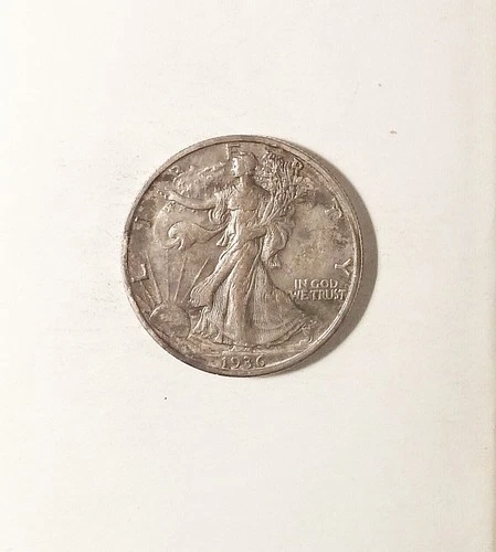 1936-S Walking Liberty Half Dollar, grades XF+/AU, Ugly Toning on this One.
