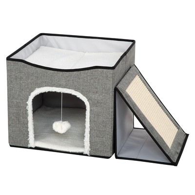 Foldaway Cat Condo & Play Center with Interactive Hanging Ball for Kittens up...