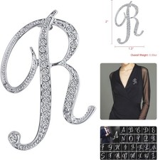 A-Z 26 Letters Pins Brooches Silver Plated Me...