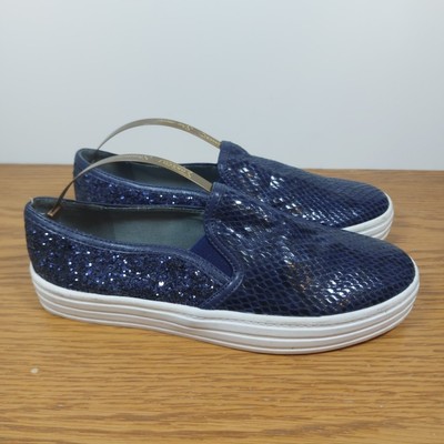 La Strada Blau Schuhe Verziert Turnschuhe Sneaker UK Größe 4 Glitzer Sparkle 
