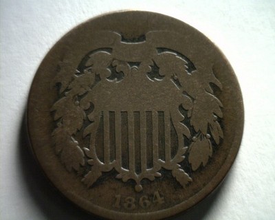 1864 LARGE MOTTO TWO CENT PIECE GOOD G NICE ORIGINAL COIN BOBS COINS FAST SHIP