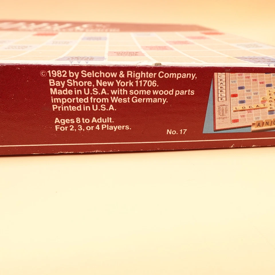 Vintage 1982 Scrabble Board Game Selchow & Righter Wood Tiles Complete USA - Image 3 of 4