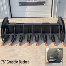 78" Heavy Duty Rock Grapple Bucket  Hydraulic Skid Steer Attachment