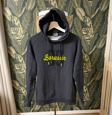 PUMA Borussia Dortmund BVB 09 Hoodie Kapuzenpullover Grau Gelb Gr. L 40