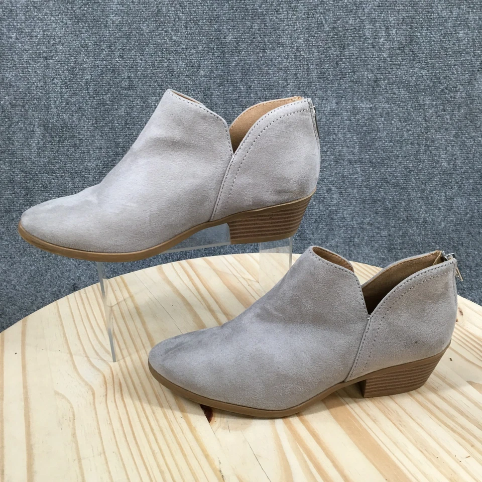 Botas Soda para mujer botín de 9 tobillos gris imitación cuero cremallera lateral cómodos tacones cubanos Foto 4 de 4