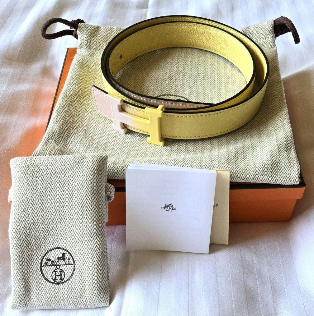 Hermès Leather Belt 75cm 24mm Reversible Enamel Fusion