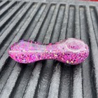 Glitter Glass Pipe Bowl Smoking Tobacco Pink Liquid New Round Circle Dot 5” — photo 3