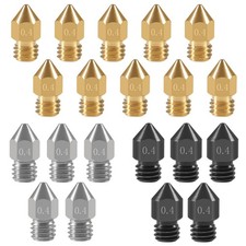 20PCS 3D Printer Hardened Steel Stainless Steel Brass Extruder Nozzle MK8 N...