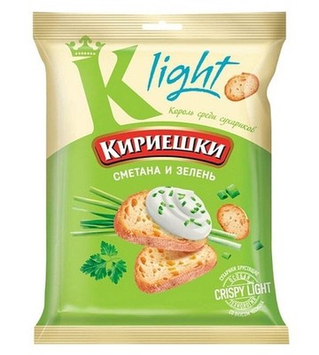 Brotchips Kirieschki Leichte Croutons mit Sauerrahm und Kräutern 10 Packungen