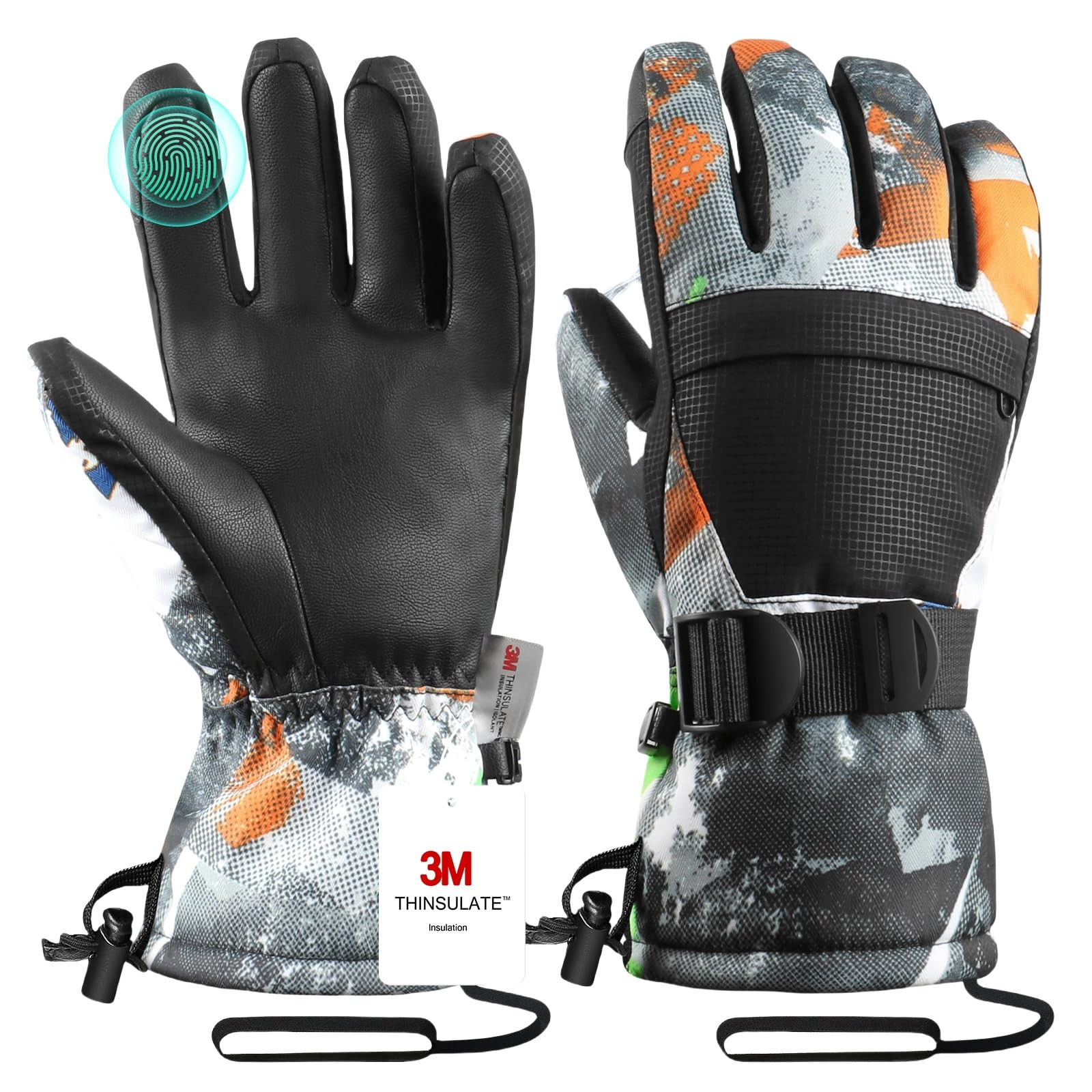 Cold Weather Mittens,Ski Gloves,Winter Snow Waterproof Touchscreen Gloves, Co...