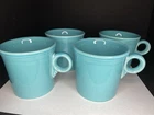 Set of 4 FiestaWare Mugs Turquoise Ring Handles Homer Laughlin
