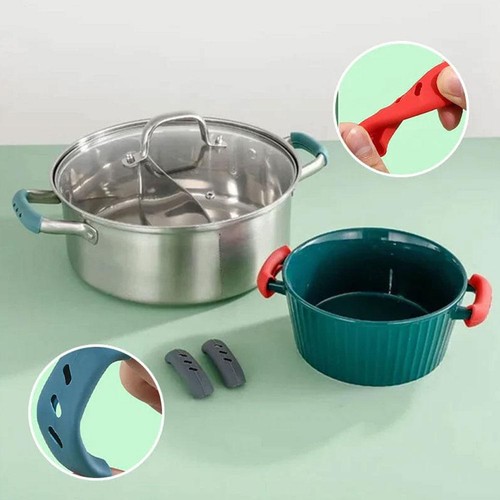 2x Silicona Anti-calcificación Olla Mango Aislamiento Cubierta Mango Protección - Imagen 4 de 14