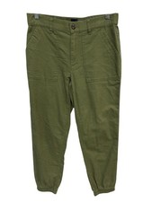 GAP Twill Jogger Pants Olive Size Small Elastic Waist Cotton Utility Gorpcore