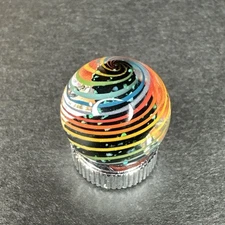 Contemporary Handmade Art Glass Marble .70" Beautiful Rainbow Swirl Opal Sparkle