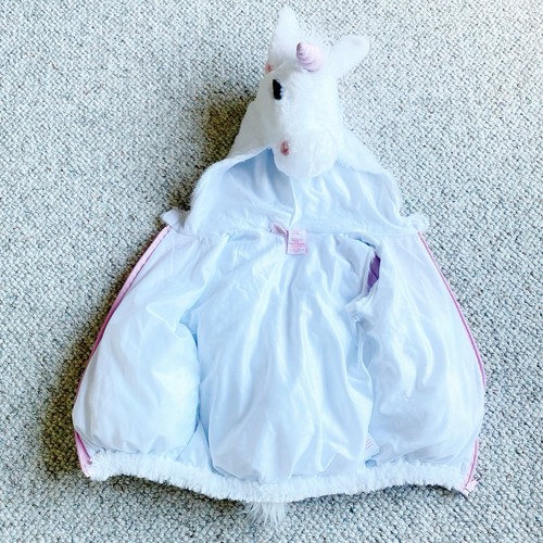 Dream Play Imagine Unicorn Costume Toddler 18M White Pink Hood Zipper Halloween - Picture 3 of 10