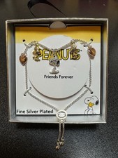 ORZESZKI ZIEMNE - SNOOPY - SREBRO - BRANSOLETKA CHARM - REGULOWANA - MIĘTOWA W PUDEŁKU