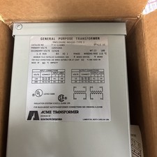 ACME 1KVA 1PH TRANSFORMER T-1-11683 HV 120X240 LV 12X24 NIB