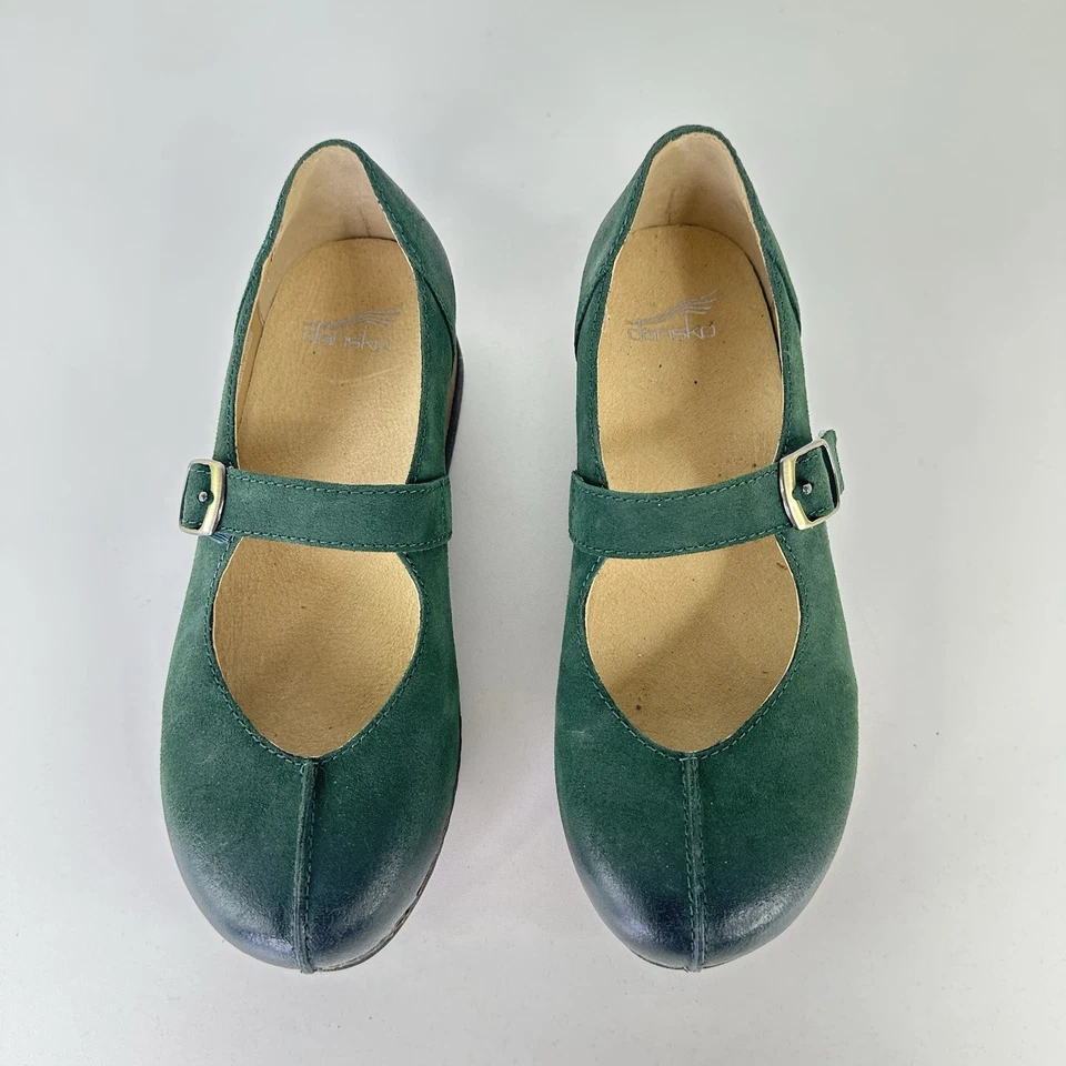 Dansko Mika Mary Jane Clog Shoes Burnished Suede in Pine Green Womens 36 US 5.5 - Image 4 of 4