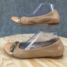 AGL Shoes Womens 38.5 Beige D558034 Patent Leather Cap Toe Ballet Flats Italy