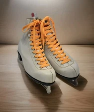 Vintage Chicago Ice Skates Figure Skating Shoes Women's Size 7 White / Orange 