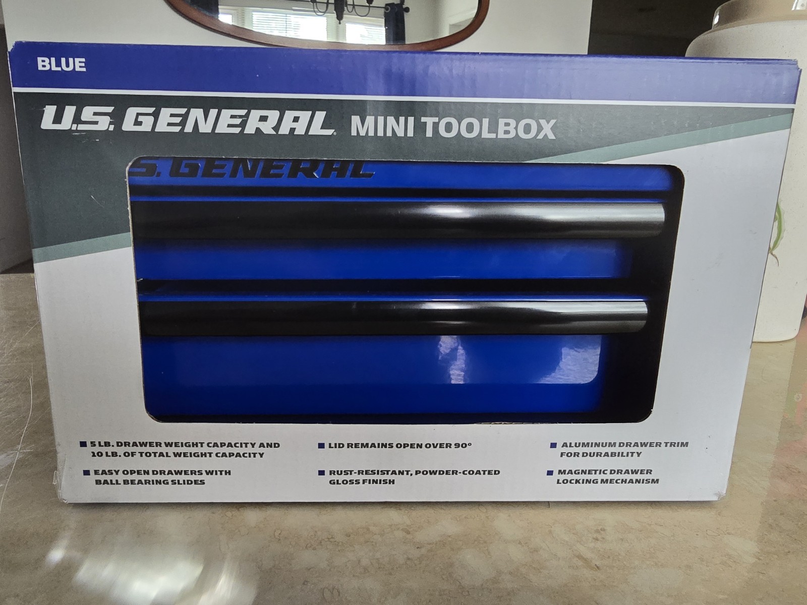 U.S. General Mini Toolbox Red 2-Drawer Ball Bearing Slides P