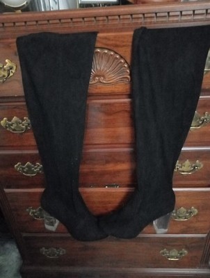 Call It Spring SUEDE  BOOTS Size 10 BLACK NATURAL SUEDE LINING