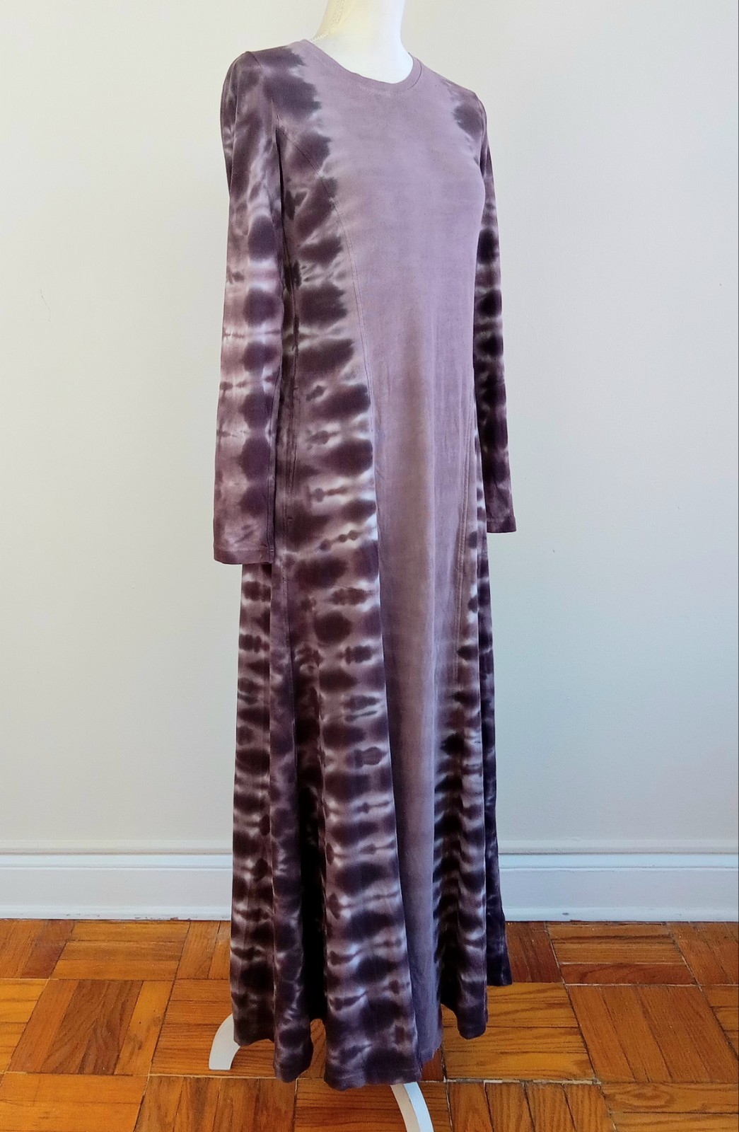 Small RAQUEL ALLEGRA Tie-Dye RHEA Brown COTTON-Knit Long Kaftan T-shirt Dress