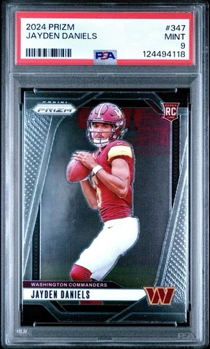 2024 PANINI PRIZM #347 JAYDEN DANIELS ROOKIE RC PSA 9 COMMANDERS 🔥