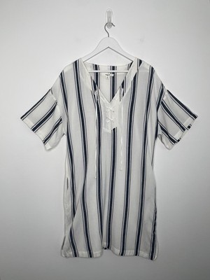 Next Oversize Kaftan Cover Up Tunika Taschen Strand Etuikleid Baumwolle Leinen M