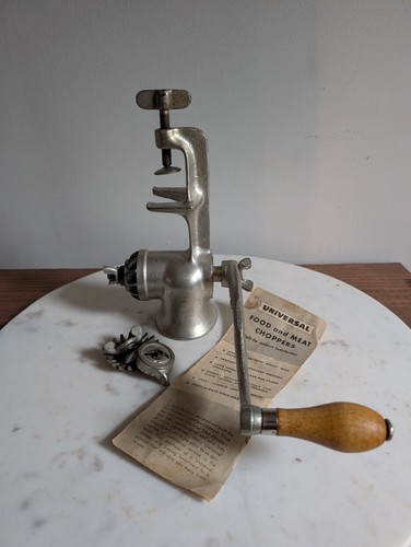 Vintage Universal Food & Meat Chopper Grinder Cast Iron Hand Crank
