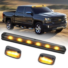 LED Cab Marker Lights, 3pcs Smoked Lens Amber Roof Clearance Running Lights Comp