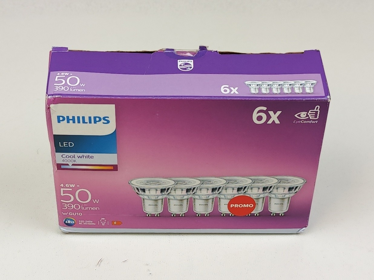 PHILIPS LED Classic (GU10 Spot) 4.6W - 50W Equivalent, 220-240V, Standard Cool