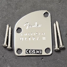 Fender American Ultra II Contoured Heel Chrome NECK PLATE Strat Tele USA Guitar