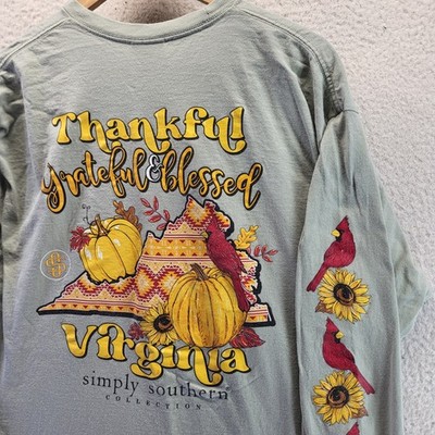 Simply Southern Fall Simply Blessed Pumpkin Long Sleeve Crewneck Virginia XL