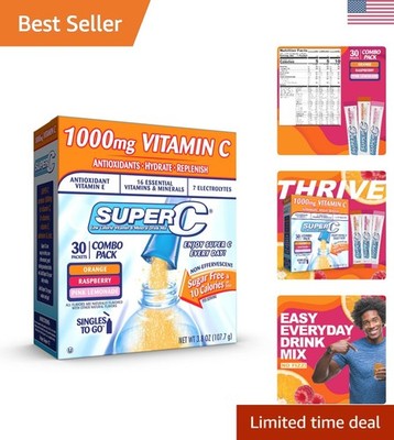 Singles to Go Powder Packets, Water Drink Mix, Variety Pack, Orange, Raspberr...