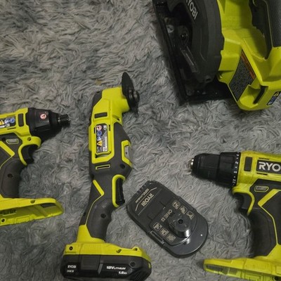 Ryobi ONE+ 4-Tool Set 18V Li-Ion Drill, Impact Driver, Circular Saw, Multi-Tool