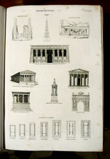 1849 Stampa Antica Litografia"ARCHITETTURA"Tav.XXI.VARIE COSTRUZIONI ARCHITETT.