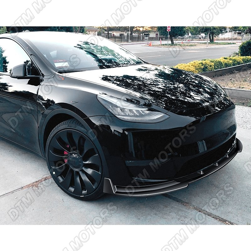 FOR 20 TESLA Model Y V Style Gloss Black Front Bumper Lip Splitter A 868398 FOR 20 TESLA Model Y V Style Gloss Black Front Bumper Lip Splitter A 868398