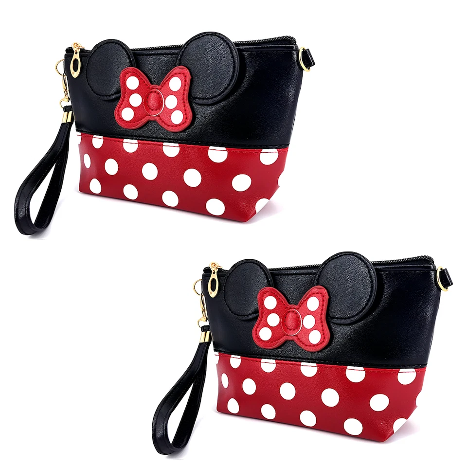 Sac à Main - Enfant - Pochette - Femme - Cuir - Rouge - Noir - Poignée - Minnie - Photo 3/4