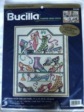 Bucilla Counted Cross Stitch 42640 Antique Shoe Collection NIP