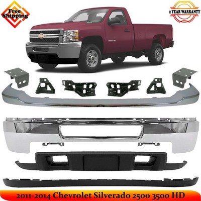 Front Bumper Chrome & Air Dam Kit For 2011-2014 Chevrolet Silverado 2500 3500 HD